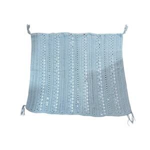 Handmade Knit Baby Blue Baby Blanket Nursery Wrap Throw